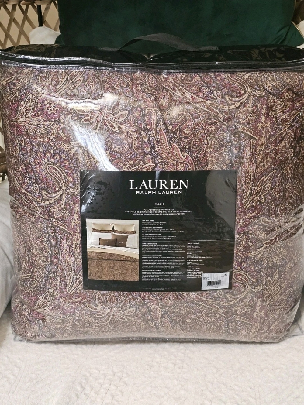 Lauren Ralph Lauren Hallie Paisley Full/Queen Comforter 3Pcs Set Cotton Tan $355